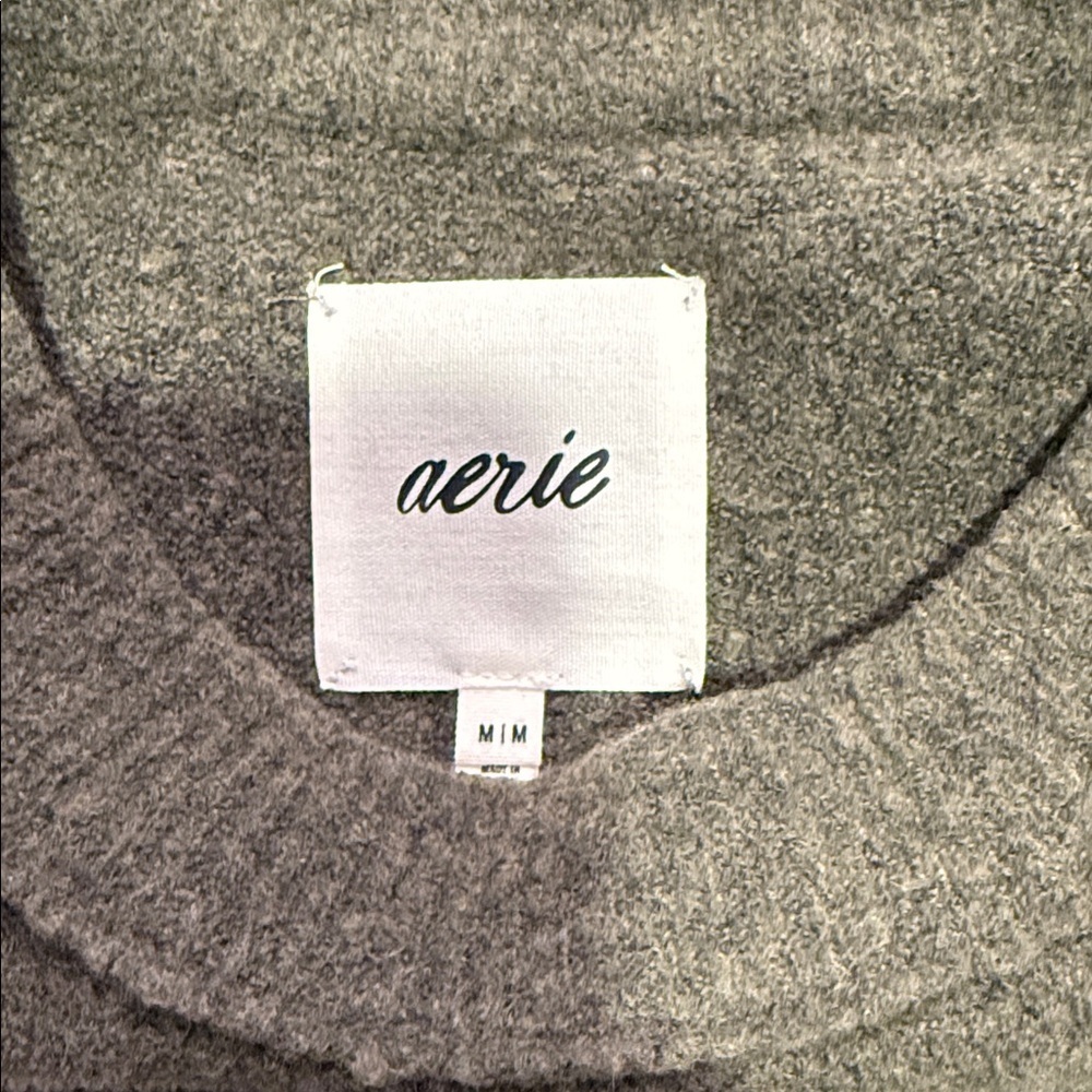 Aerie oversized Cozy Hunter Green Striped Women's Sweater - Picture 3 of 5